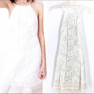 Zara Trafulac Eyelet Lace Halter Mini Dress